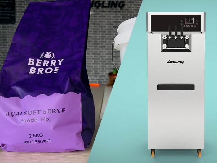 The 90g of Acai soft serve per cup for the purpose of a 150-second capacity inspection of the SF36.