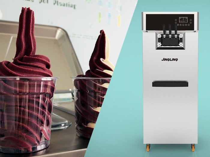The large-capacity ACAI soft ice cream output is 16oz. and 18oz. cups for the Jingling SF36