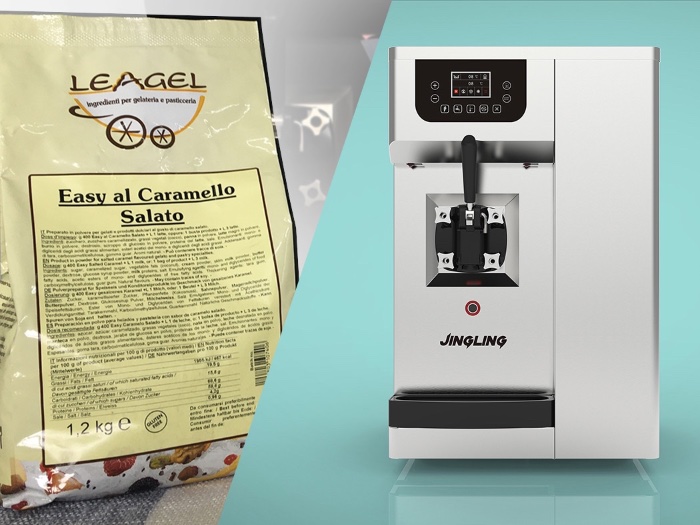 LEAGEL Easy salted caramel soft serve test by SC91 countertop