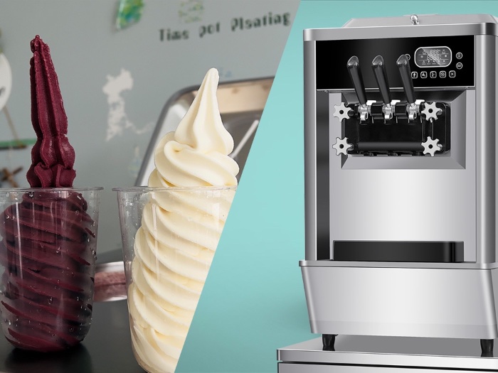 The 16- and 18-ounce cups provide a satisfying texture for the BQ819SY countertop multi-flavour soft ice cream machine.